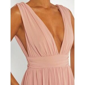 $88 New Lulu's Small Blush Pink Bridesmaids Dress V-Neck Flowy A-line Maxi Dress